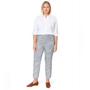 Jones New York Women's Striped Dress Pants Stretch Pull-on Gray White Size 8